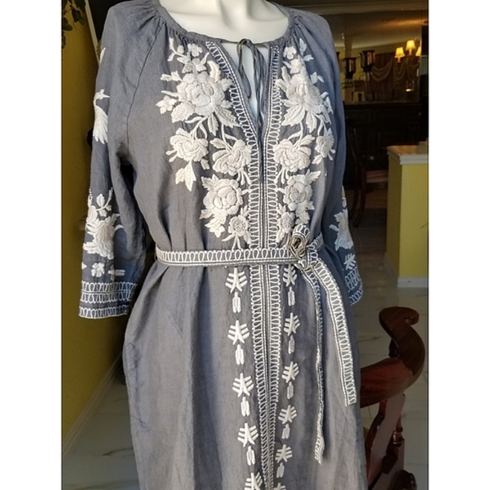 Johnny Was linen embroidered tunic dress - Picture 2 of 8